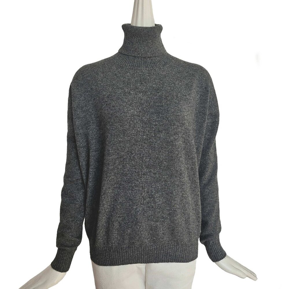 DUVETICA GRAY NIMUE TURTLENECK CASHMERE SWEATER (40)